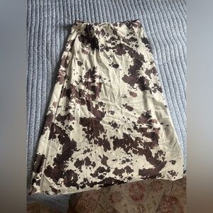 Elegant Cream and Brown A-Line Skirt